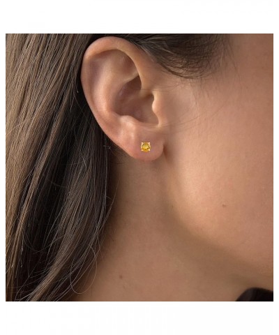 Solid 14K Gold 6mm Round Hypoallergenic Genuine Birthstone Solitaire Screwback Stud Earrings Citrine Yellow Gold $75.85 Earrings