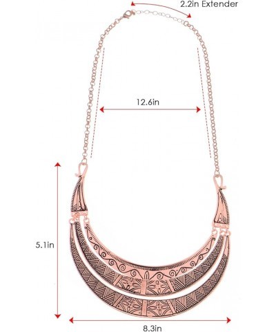 Vintage Egyptian Crescent Moon Shaped Bib Adjustable Statement Necklace Rose Gold $11.96 Necklaces