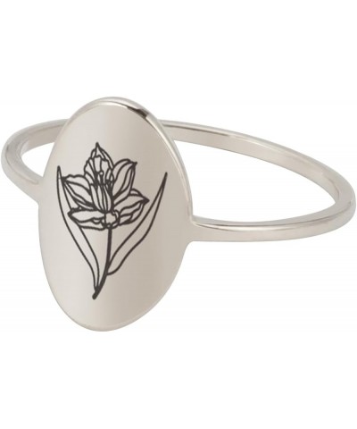 Birth Flower Ring Stainless Steel Birth Month Flower Bouquet Ring Best Friend Ring Mothers Day Jewellery Gifts for Women Girl...