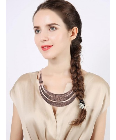 Vintage Egyptian Crescent Moon Shaped Bib Adjustable Statement Necklace Rose Gold $11.96 Necklaces