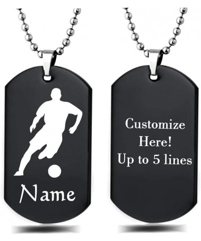 Personalized Sport Silhouette Customize Engrave Message Name Dog tag Necklace Pendant 24 inch Stainless Steel Chain Giftpouch...