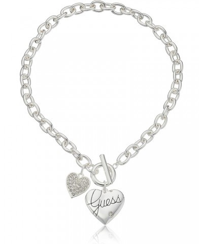 Basic Silver Logo Heart and Pave Heart Toggle Pendant Necklace $11.69 Necklaces