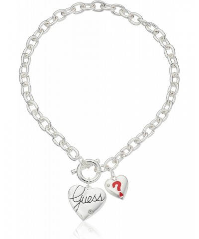 Basic Silver Logo Heart and Pave Heart Toggle Pendant Necklace $11.69 Necklaces