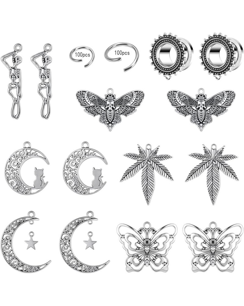 24Pcs DIY Ear Tunnels Accessories Dangle Gauges Body Piercing Jewelry, Stainless Steel 2g - 1/2 inch Dangle Ear Gauges for Wo...