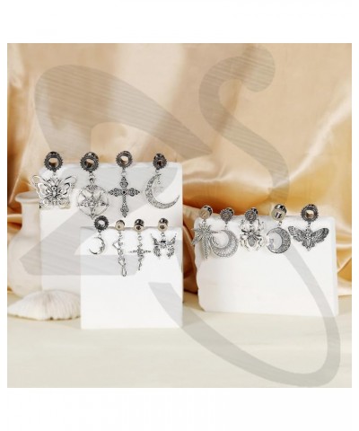 24Pcs DIY Ear Tunnels Accessories Dangle Gauges Body Piercing Jewelry, Stainless Steel 2g - 1/2 inch Dangle Ear Gauges for Wo...