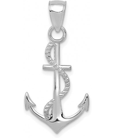 14k White Gold Gold Polished Anchor w/rope Pendant $70.84 Necklaces