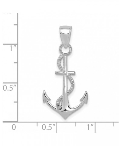 14k White Gold Gold Polished Anchor w/rope Pendant $70.84 Necklaces