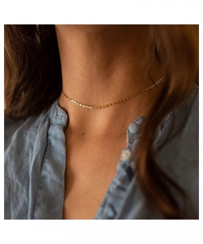 Gold Chain Choker Necklace,14K Gold Plated Dainty Cute Lip Chain Long Necklace Delicate Fashion Choker Necklace Jewelry Gift ...