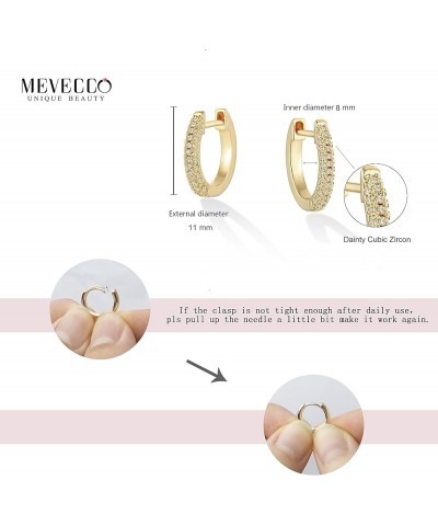 14K Gold Plated Hoop Earrings With Cubic Zirconia Dainty Huggie Earrings for Women Tiny White CZ $10.60 Earrings