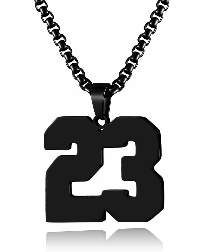 Mens Sports Black Number Necklace for Women Baseball/Soccer/Football/Basketball Stainless Steel Necklace Pendant Personalized...