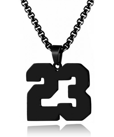 Mens Sports Black Number Necklace for Women Baseball/Soccer/Football/Basketball Stainless Steel Necklace Pendant Personalized...