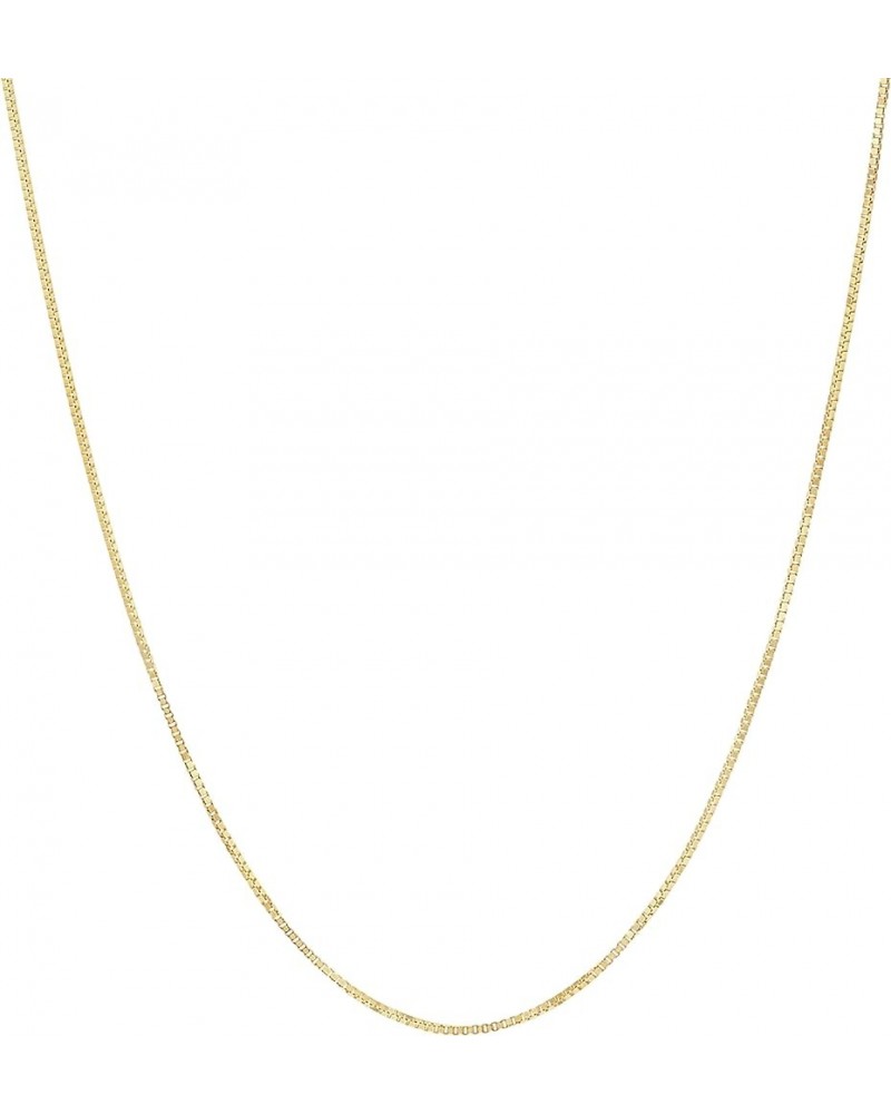 14K Solid Yellow or White Gold Box Link Chain Necklace | Chain Only | 16 to 22 Inch length | .80mm Thick 16" Length (0.80mm T...