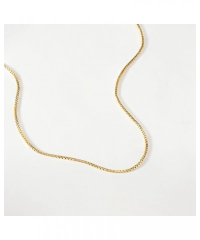 14K Solid Yellow or White Gold Box Link Chain Necklace | Chain Only | 16 to 22 Inch length | .80mm Thick 16" Length (0.80mm T...