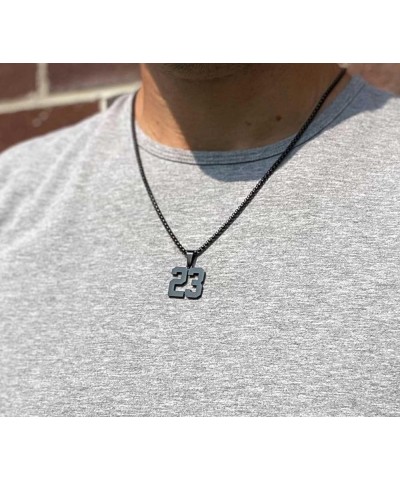 Mens Sports Black Number Necklace for Women Baseball/Soccer/Football/Basketball Stainless Steel Necklace Pendant Personalized...