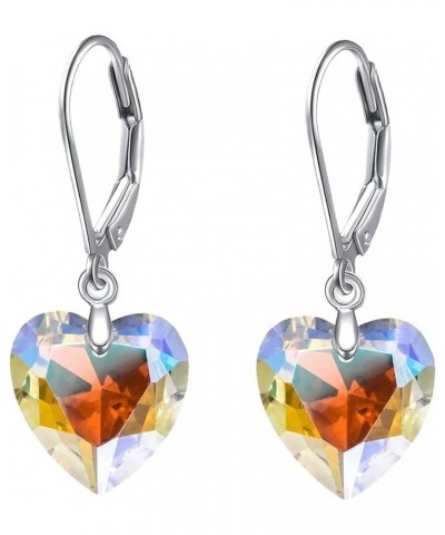 Peach heart Earrigns Leverback gem cutting surface Crystal Earrings Baroque Crystal Women's Gifts,14K Platinum-Plated Dangle ...