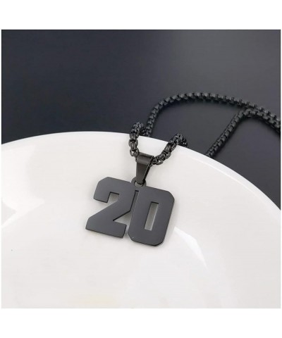 Mens Sports Black Number Necklace for Women Baseball/Soccer/Football/Basketball Stainless Steel Necklace Pendant Personalized...