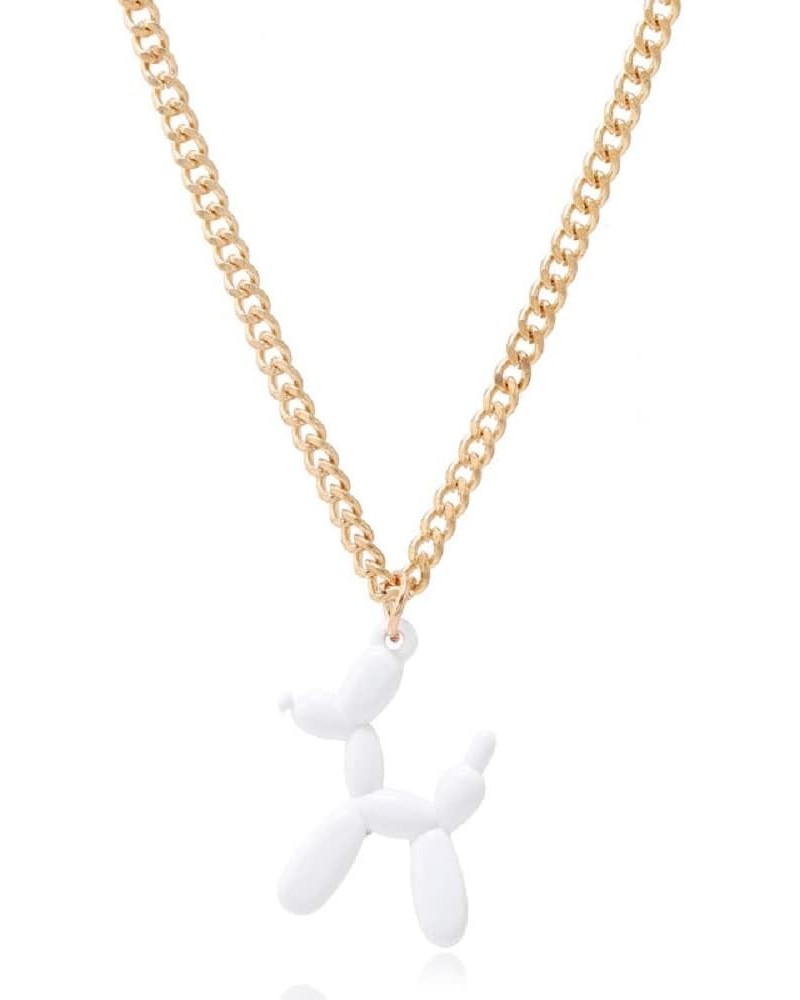 3D Cute colorful Balloon Dog Pendant Necklace Stainless Steel Animal Charm Poodle Best friend friendship necklace Gold Silver...