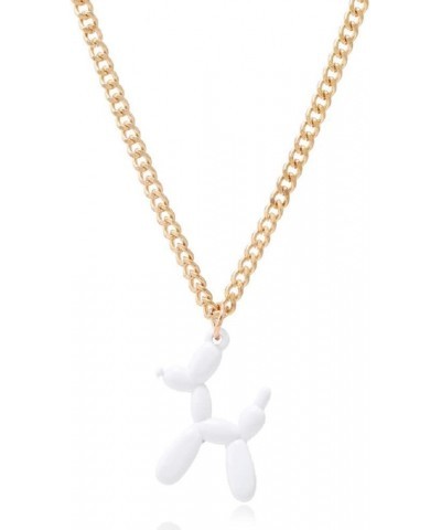 3D Cute colorful Balloon Dog Pendant Necklace Stainless Steel Animal Charm Poodle Best friend friendship necklace Gold Silver...