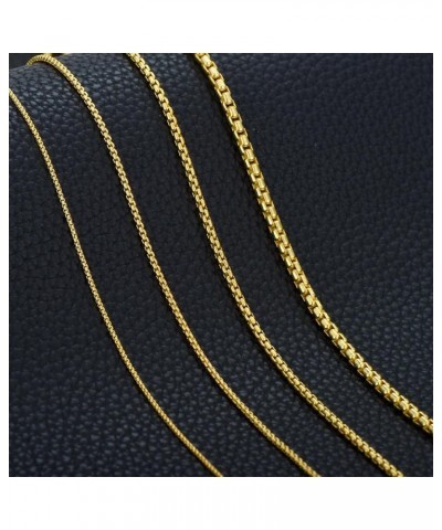 Authentic 925 Sterling Silver Round Box Chain 1/1.5/2/3 mm Round Box with Lobster Clasp Silver/14K Yellow Gold Plated Necklac...