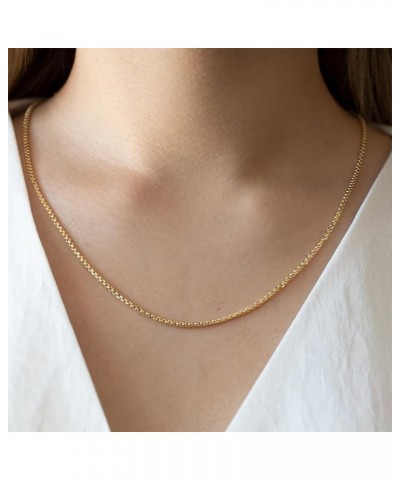 Authentic 925 Sterling Silver Round Box Chain 1/1.5/2/3 mm Round Box with Lobster Clasp Silver/14K Yellow Gold Plated Necklac...