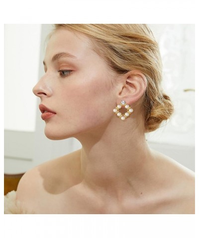 Women's Chic Pearl Earrings Geometric Pearl Drop Earrings Pearl Dangle Earrings Jewelry Gifts ?E-Geometric Stud $11.59 Earrings