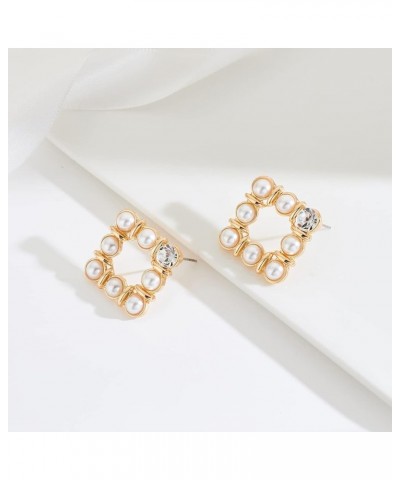 Women's Chic Pearl Earrings Geometric Pearl Drop Earrings Pearl Dangle Earrings Jewelry Gifts ?E-Geometric Stud $11.59 Earrings