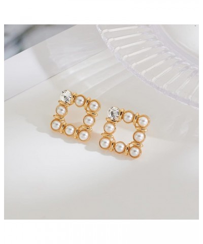 Women's Chic Pearl Earrings Geometric Pearl Drop Earrings Pearl Dangle Earrings Jewelry Gifts ?E-Geometric Stud $11.59 Earrings