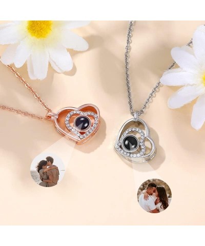 Personalised Photo Projection Necklace Heart Pendant Chain with Picture Inside Women's Necklace Memorial Jewellery Gifts for ...