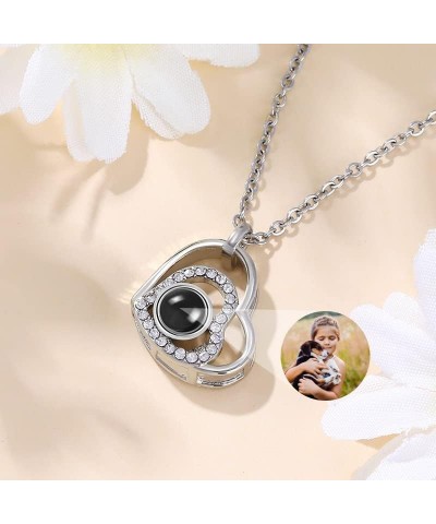 Personalised Photo Projection Necklace Heart Pendant Chain with Picture Inside Women's Necklace Memorial Jewellery Gifts for ...