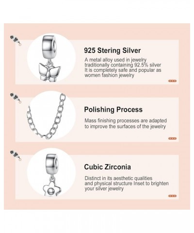 Safety Chain Bracelet Clips 925 Sterling Silver Charms fit Bracelets Necklaces Dangle Beads with 5A Cubic Zirconia Christmas ...