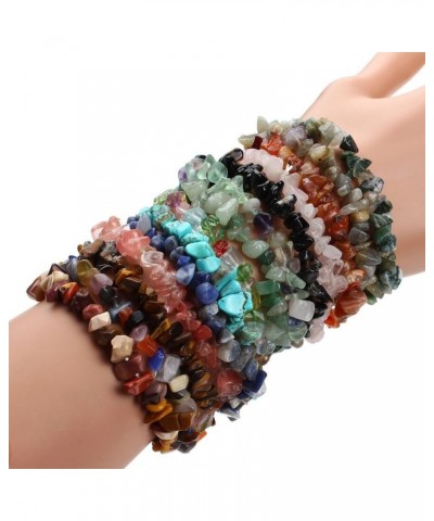 Crystal Bracelets Stretch Bracelet Natural Chakra Healing Chips Stones for Women 08 Citrine $5.71 Bracelets