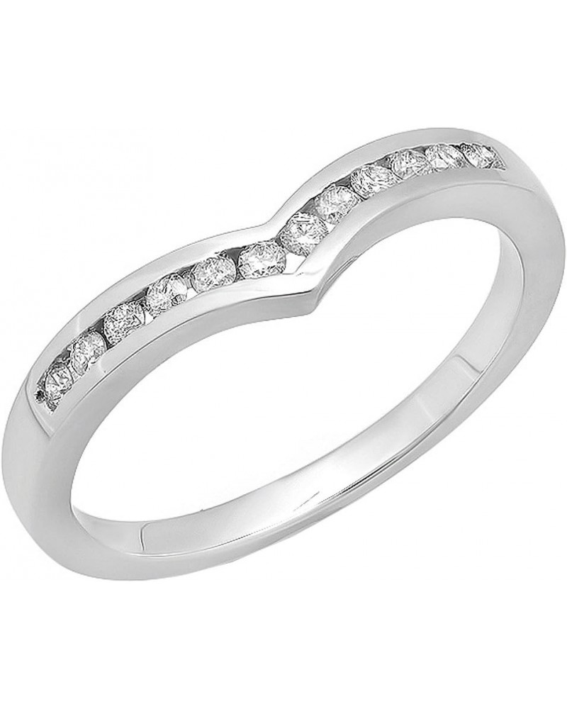 0.25 Carat (ctw) 10K Gold Round Diamond Ladies Wedding Stackable Band Guard Chevron Ring 1/4 CT white-gold $151.94 Rings