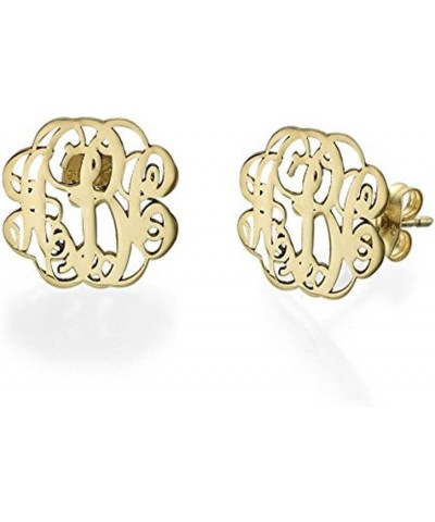 Monogram Stud Earrings Personalized 3 Letters Custom Made with Any Inital Women Jewelry Silver $12.36 Earrings