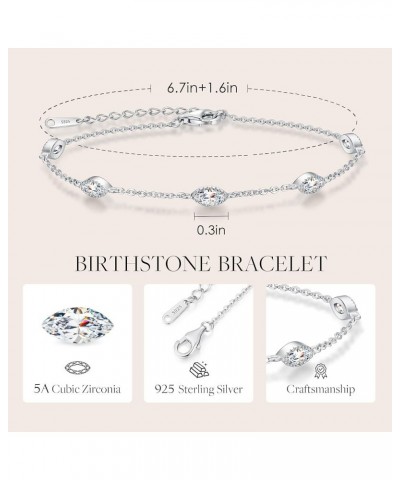 Birthstone Bracelet for Women 925 Sterling Silver Charm Link Evil Eye Gothic Black Angle Eye Bracelet with Cubic Zirconia Ann...