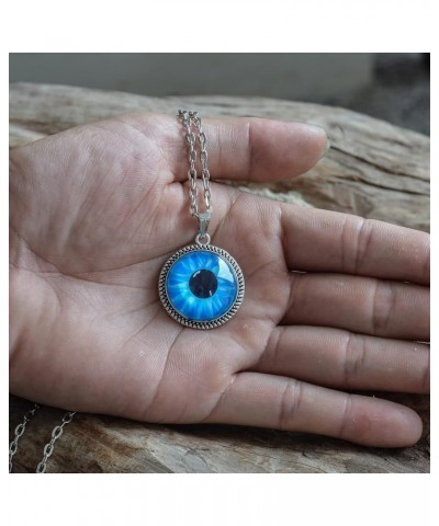 Evil Eye Necklace Cat Eye Handmade Charm Pendant 20 in Chain Personalized Jewelry Gift C $9.87 Necklaces