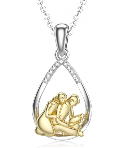 Mother Child Necklace in 10k/14k/18k Gold, Gold Mother Daughter Necklace, Mother Son Necklace, Parents Child Necklace for Wom...