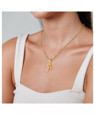 Layered Gold Initial Necklaces for Women, 14K Gold Plated Paperclip Link Chain Necklace for Women Gold Simple Square Letter P...