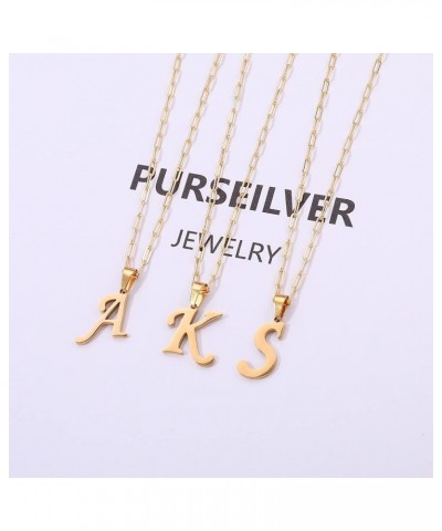 Layered Gold Initial Necklaces for Women, 14K Gold Plated Paperclip Link Chain Necklace for Women Gold Simple Square Letter P...