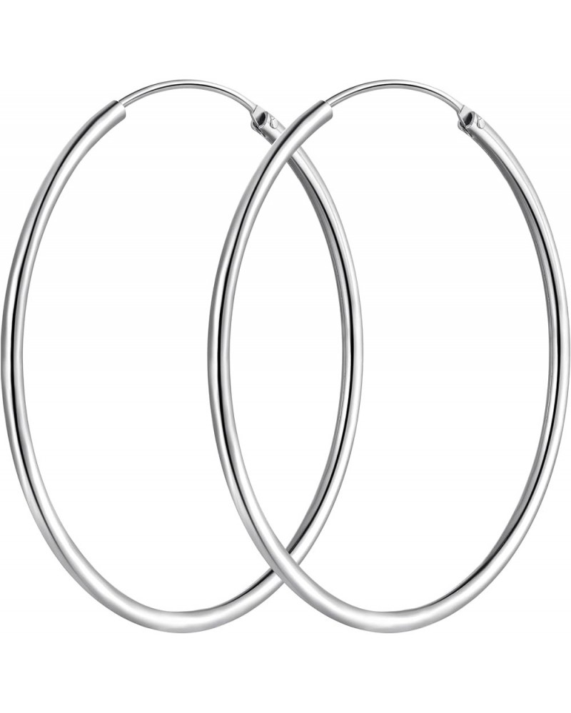 925 Sterling Silver Hoop Earrings for Women Lightweight Round Silver Thin Hoops for Girls Size 20mm-75mm Silver,65 mm ( 2.6 i...