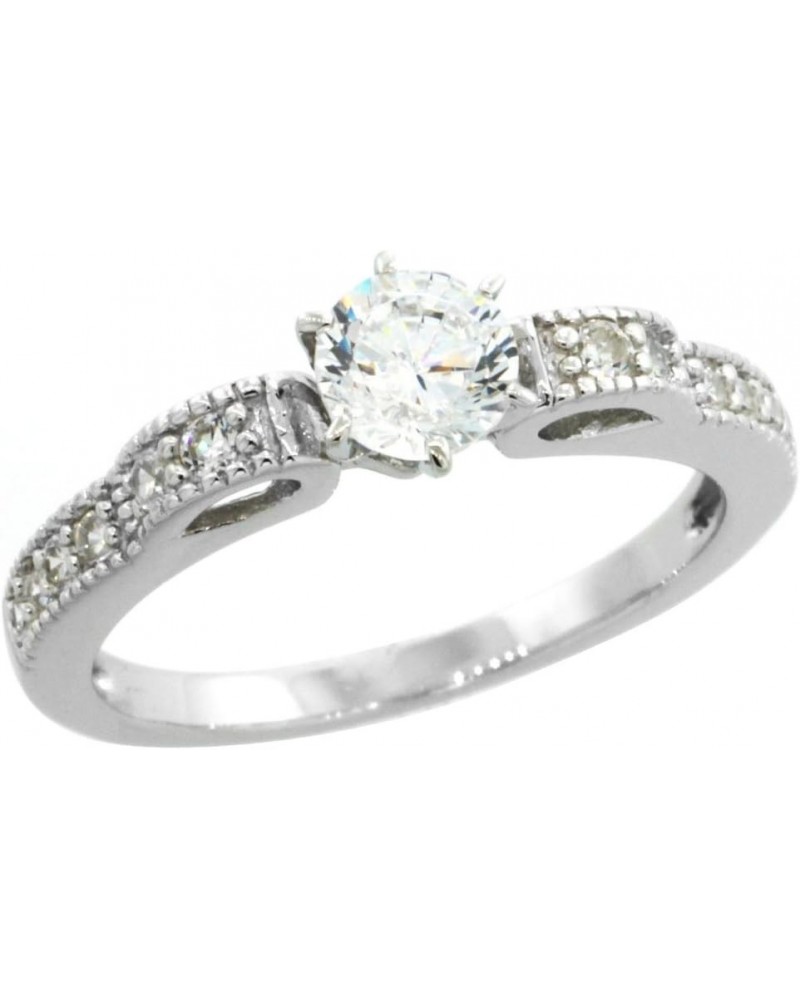 Sterling Silver Vintage Style Cubic Zirconia Engagement Ring Round ½ ct Center, Sizes 6-9 $14.08 Rings