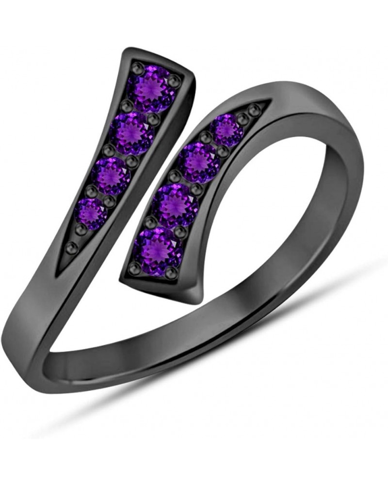 14k Black Gold Plated Bypass Black Adjustable Toe Ring purple-amethyst (cz) $18.89 Body Jewelry