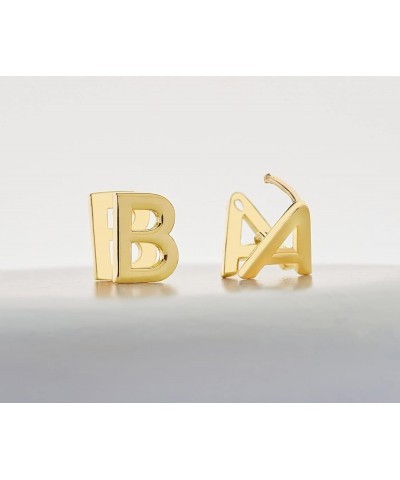 14K Gold Plated Initial Hoop Earrings, Letter A to Z Alphabet Earrings for Women with Gift Box | Minimalist, Tiny Dainty Init...