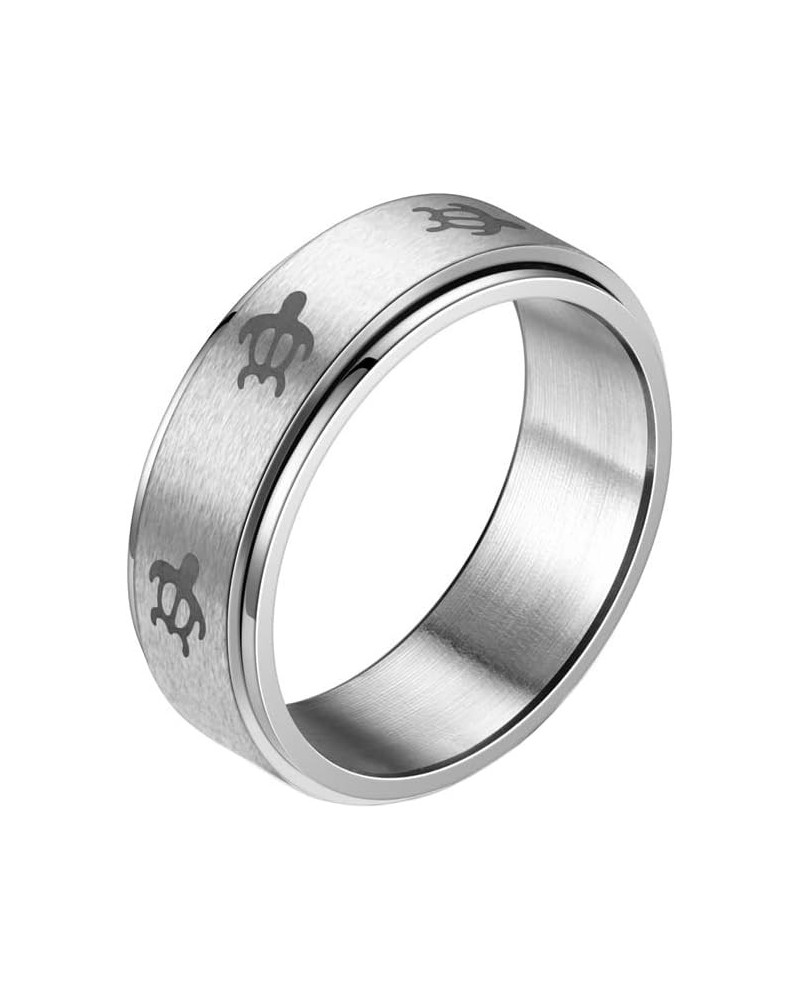 Unisex Stainless Steel Turtle Animal Rotatable Rings Anxiety Fidget Finger Band for Promise Wedding Silver,8mm $8.55 Others