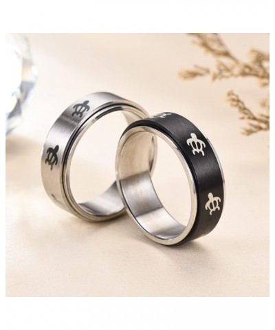 Unisex Stainless Steel Turtle Animal Rotatable Rings Anxiety Fidget Finger Band for Promise Wedding Silver,8mm $8.55 Others