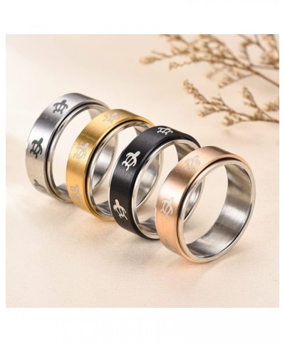 Unisex Stainless Steel Turtle Animal Rotatable Rings Anxiety Fidget Finger Band for Promise Wedding Silver,8mm $8.55 Others