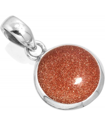 925 Sterling Silver Statement Pendant for Women 12 MM Round Gemstone Handmade Jewelry for Gift (99520_P) Gold Stone $18.54 Ne...