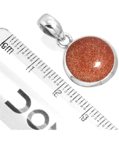 925 Sterling Silver Statement Pendant for Women 12 MM Round Gemstone Handmade Jewelry for Gift (99520_P) Gold Stone $18.54 Ne...