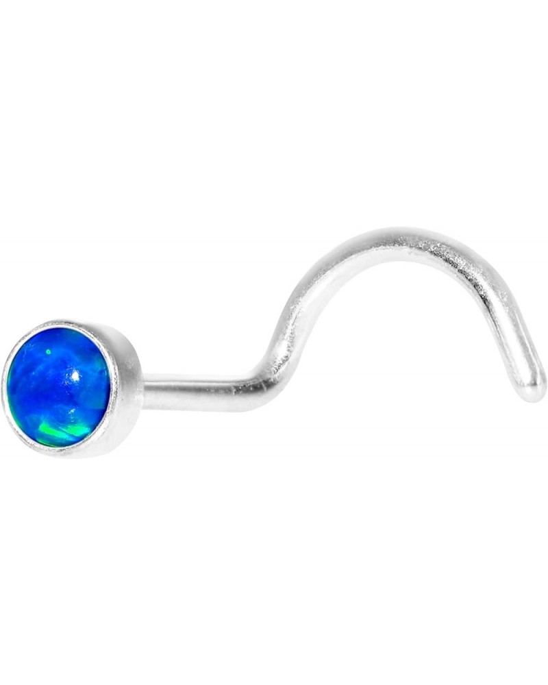 Steel 3mm Synthetic Opal Press Fit Left Nose Stud Screw 20 Gauge 1/4 Blue $8.31 Body Jewelry