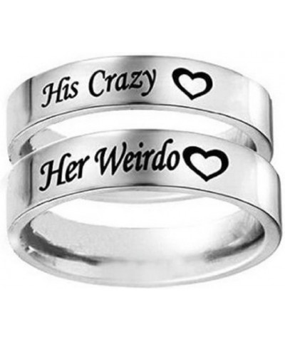 His Crazy/Her Weirdo Heart Ring Stainless Steel Engagement Wedding Band for Women Men Couple His Crazy, Size 11.5 $8.99 Sets