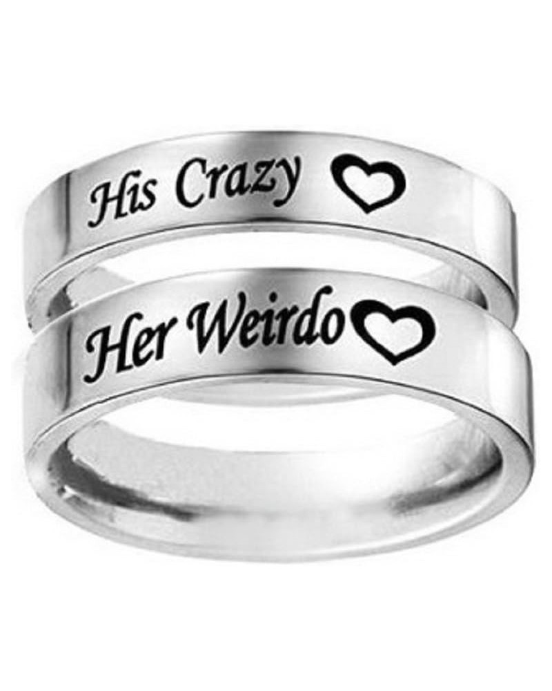 His Crazy/Her Weirdo Heart Ring Stainless Steel Engagement Wedding Band for Women Men Couple His Crazy, Size 11.5 $8.99 Sets